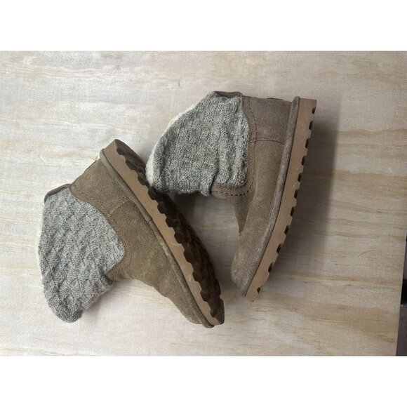 Bearpaw Ankle Boots Women’s Size 8 Cow Suede Wool Blend Lining Brown Knit - Picture 2 of 9